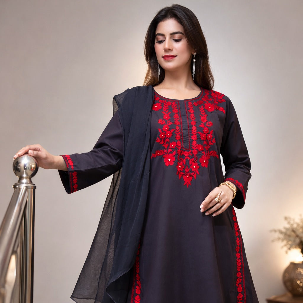 3 Piece Embroidered Cotton Dress