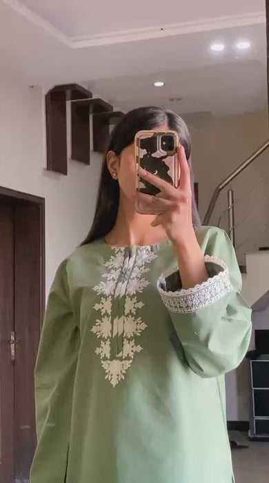 Olive Green Embroidered Co-Ord Set