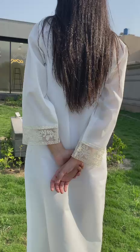 Off White Embroidered 2 Piece Co-Ord Set for Women